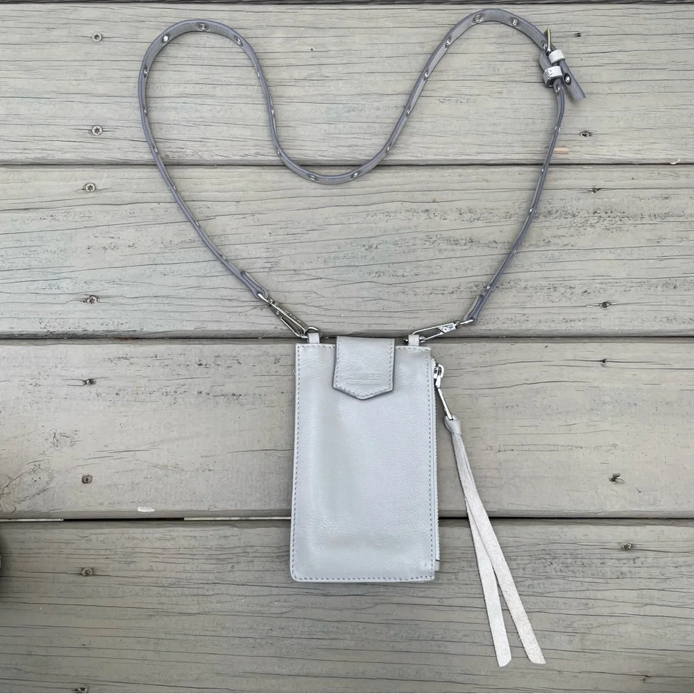 Aimee Kestenberg Out of Office Phone Crossbody Bag in light gray leather
